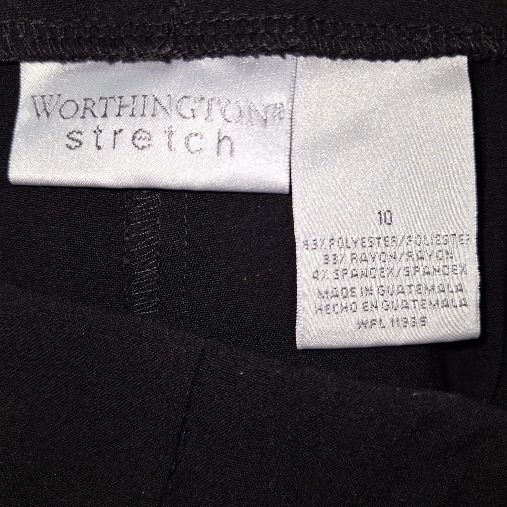 Vintage Black Dress Pants Worthington Stretch Women's Size 10 Side Zip Straight - Picture 9 of 16